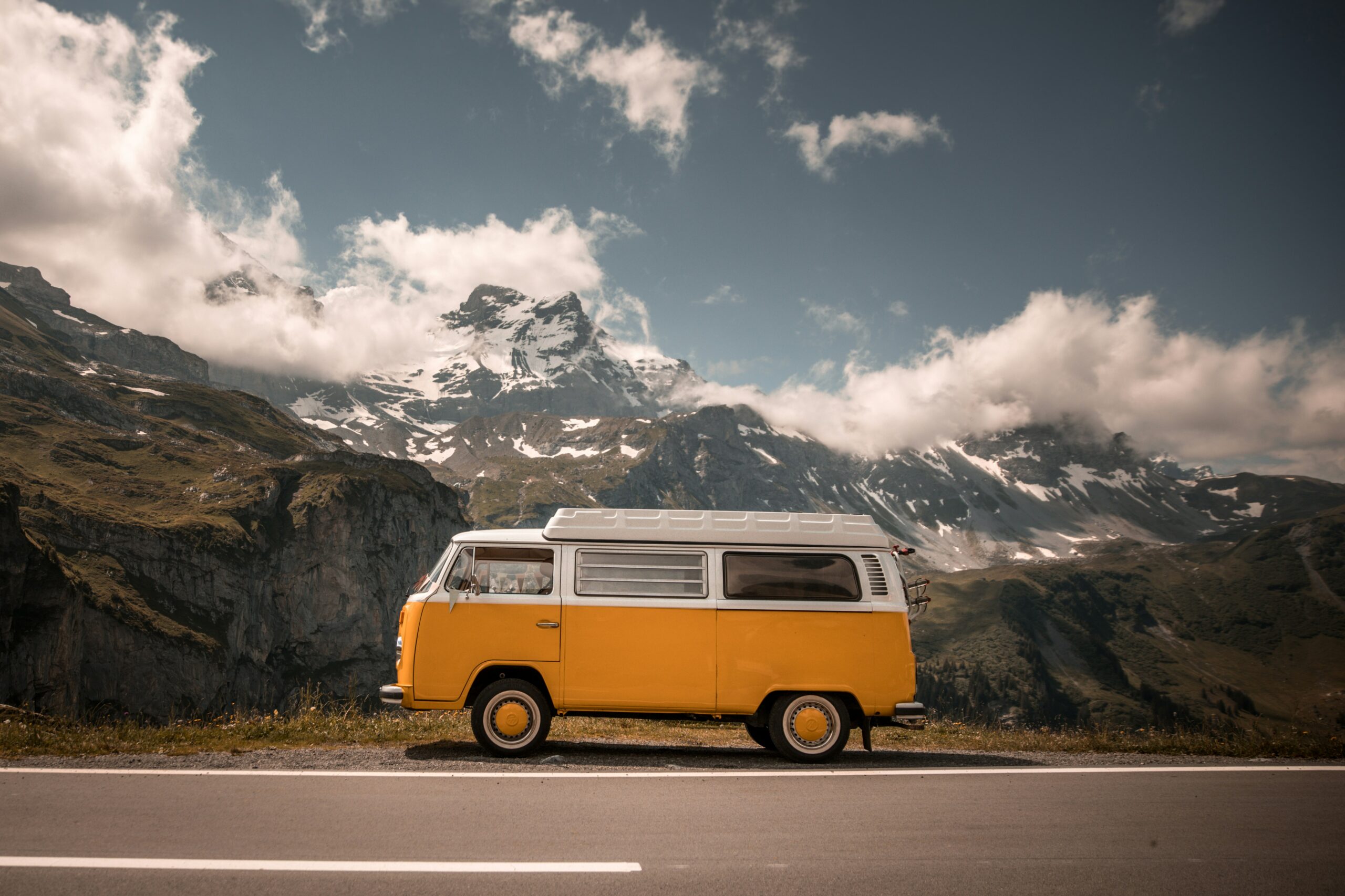 campervan driving in the mountains